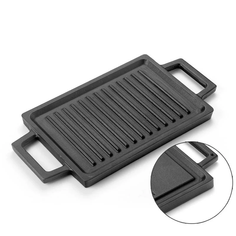 22x15 cm - Bistecchiera Grill Rettangolare In Ghisa Smaltata Reversibile