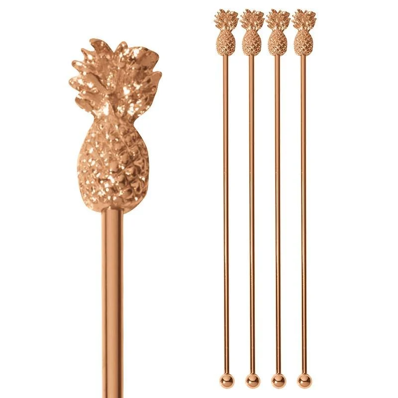 20 cm - Bar Happy Hour Bar Spoon Ananas In Acciaio Inox Set 4 Pz