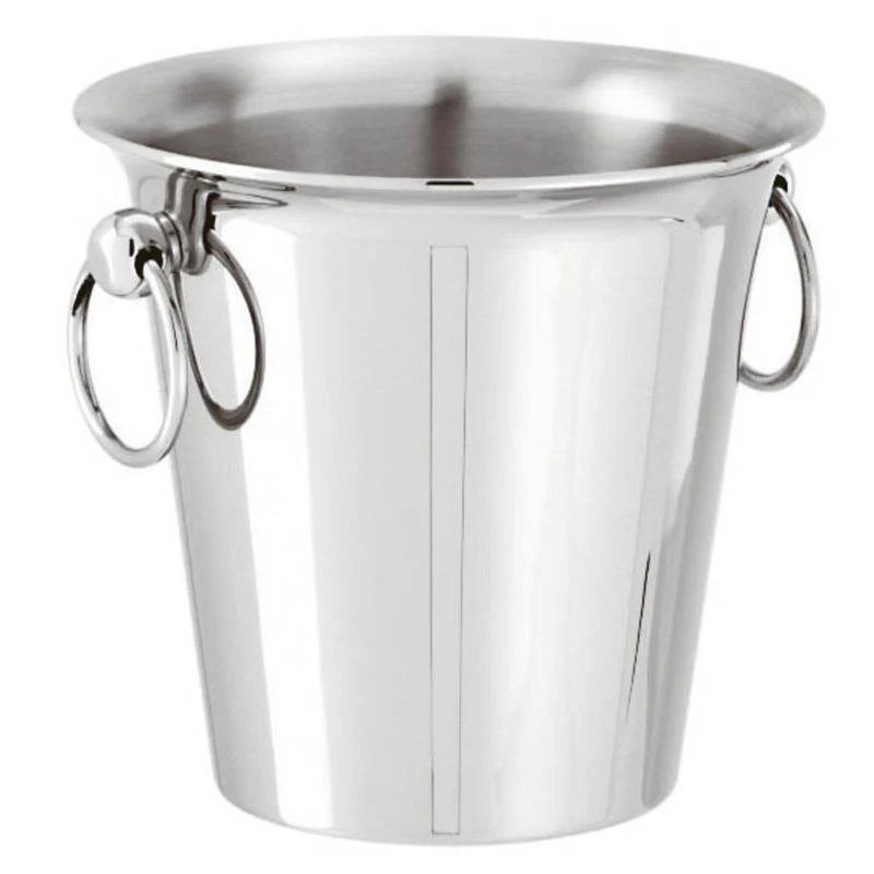 Ø 12.5 x H 13 cm - Secchiello Ghiaccio In Acciaio Inox Con Maniglie