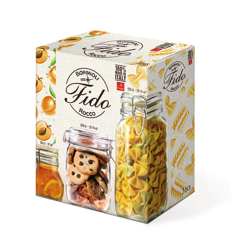 Fido Set Vasetti Ermetici In Vetro - Set 3 Pz