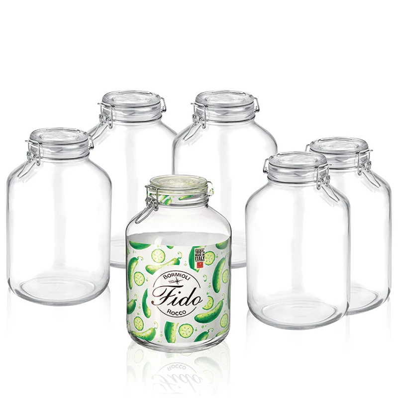 500 cl - Fido Vasetto Ermetico Cilindrico In Vetro - Set 6 Pz