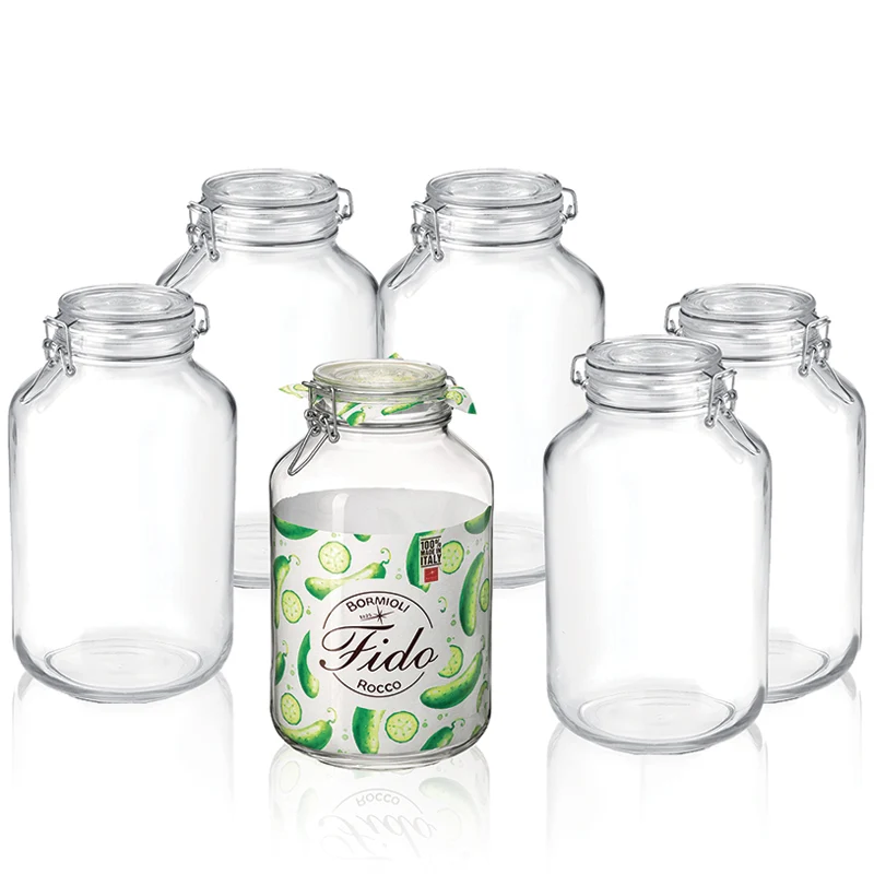 400 cl - Fido Vasetto Ermetico Cilindrico In Vetro - Set 6 Pz