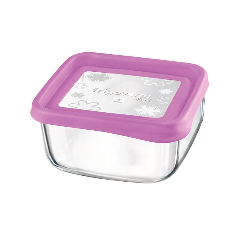 15x15 cm - Frigoverre Fun Contenitore Per Alimenti Quadrato In Vetro