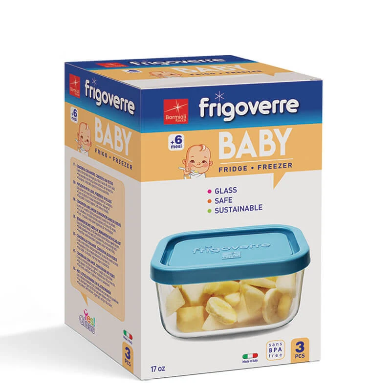 13x10 cm - Frigoverre Classic Contenitore Per Alimenti Rettangolare - Set 3 Pz