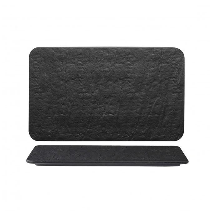 30x20 cm - Erosion PIatto Vassoio Rettangolare In Porcellana - Set 3 Pz