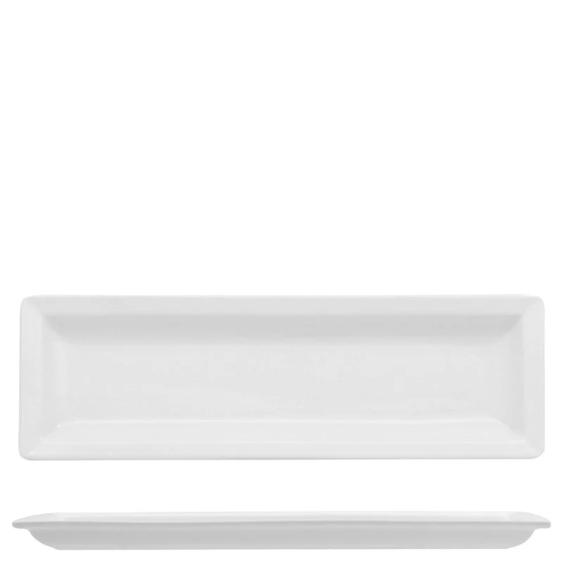 26.7x8.7 cm - Justwhite Piatto Vassoio Rettangolare In Porcellana - Set 6 Pz