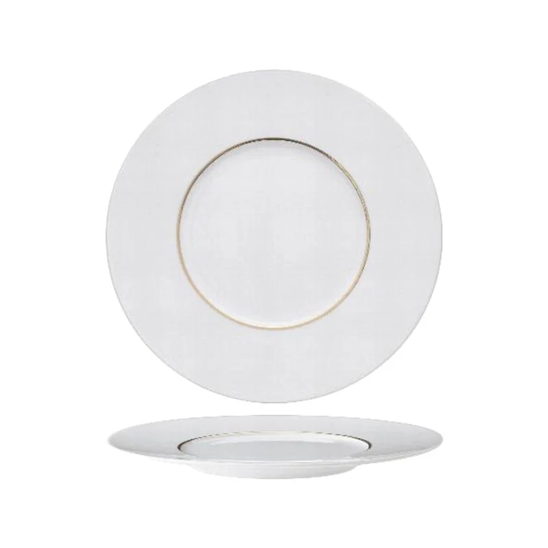 29 cm - Ligne D'Or Piatto Piano In Porcellana - Set 6 Pz