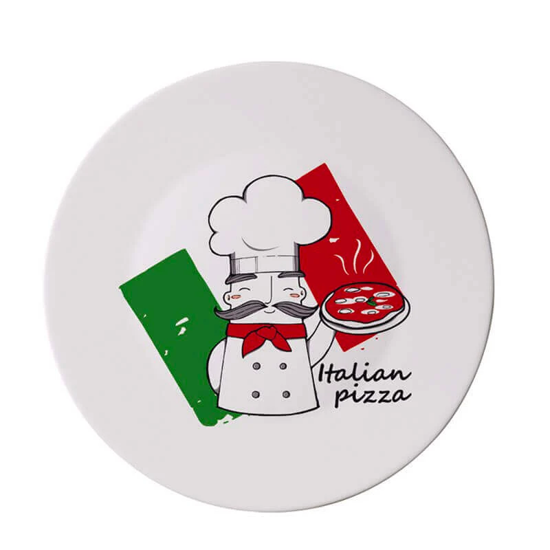 33 cm - Ronda Piatto Pizza In Vetro Opale Temperato - Set 2 Pz