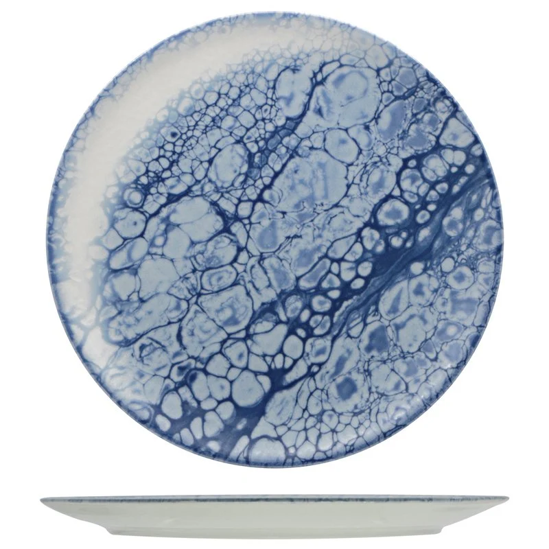 31 cm - Bubble Piatto Vassoio Rotondo In Porcellana - Set 4 Pz