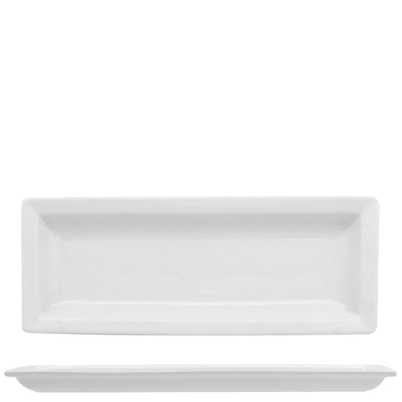 22.5x8.7 cm - Justwhite Piatto Presentazione Rettangolare In Porcellana - Set 6 Pz