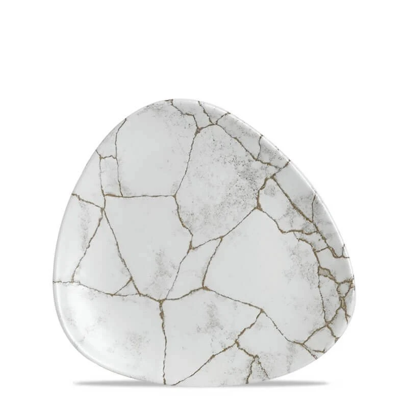 19.2x19.2 cm - Studio Prints Kintsugi Piatto Piano Triangolare In Porcellana Vetrificata