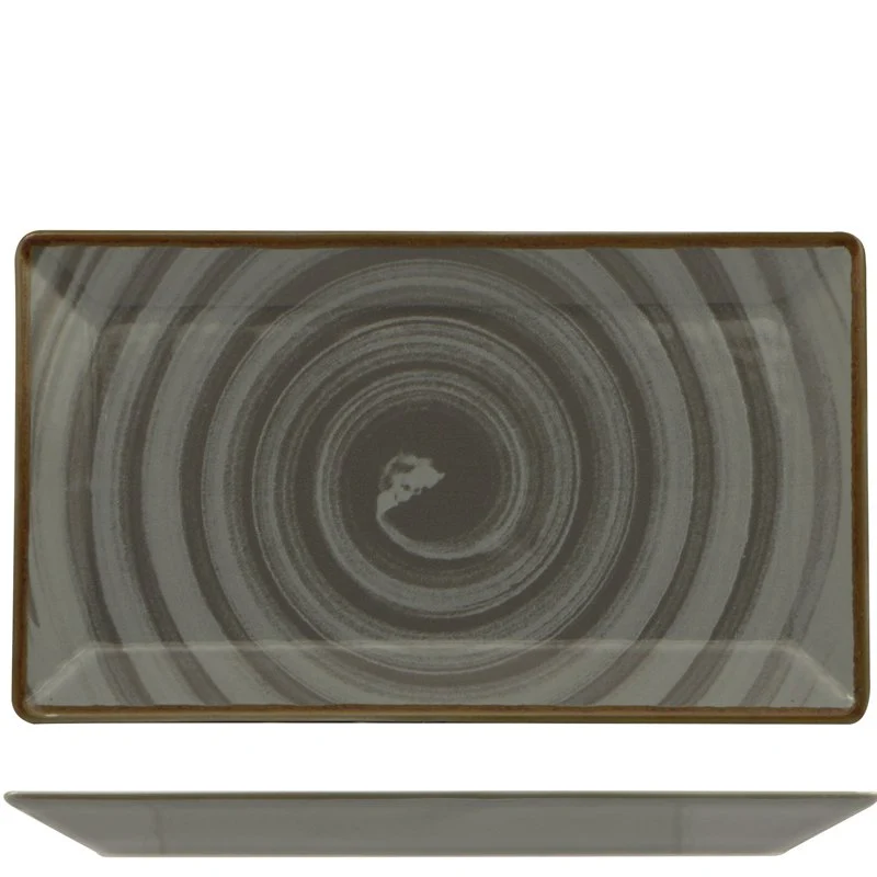 29x17.5 cm - Vortex Piatto Vassoio Rettangolare In Porcellana - Set 6 Pz