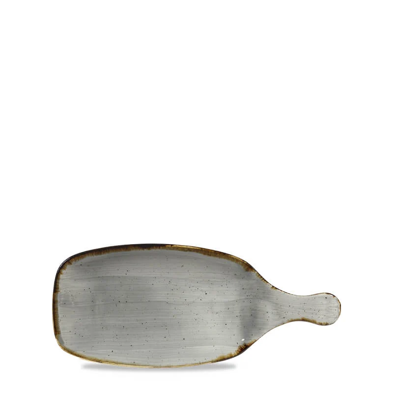 28.4x12.3 cm - Stonecast Piatto Vassoio Con Manico Rettangolare In Porcellana Vetrificata