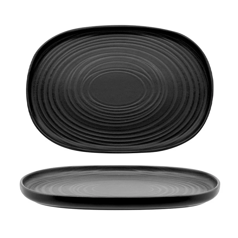 33 cm - Lace PIatto Vassoio Ovale In Stoneware - Set 4 Pz