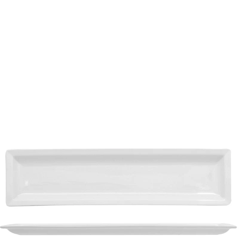 36x9.2 cm - Justwhite Piatto Vassoio Rettangolare In Porcellana - Set 6 Pz