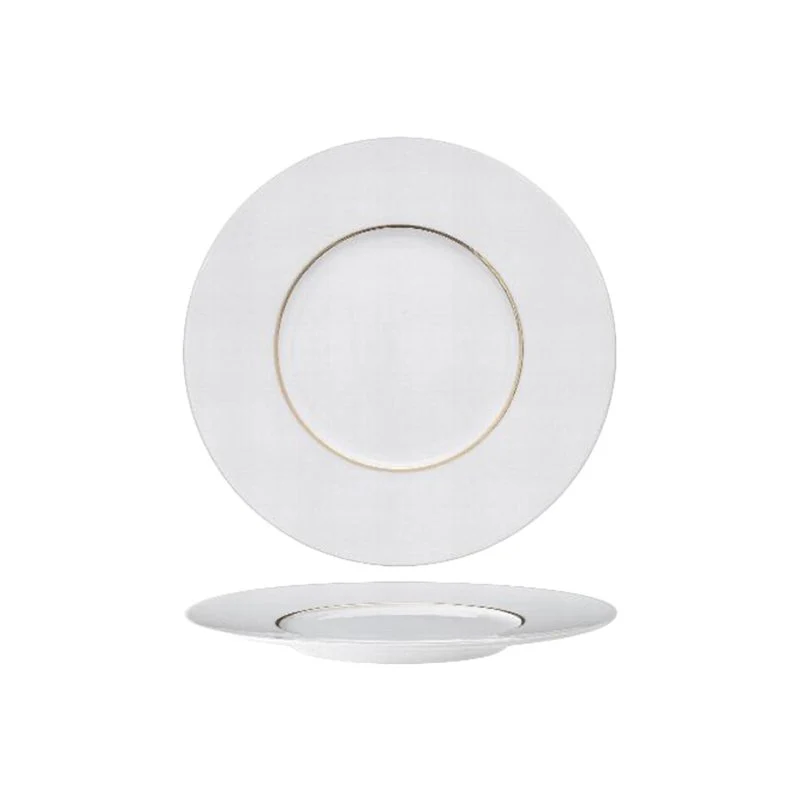23 cm - Ligne D'Or Piatto Frutta Dessert In Porcellana - Set 6 Pz