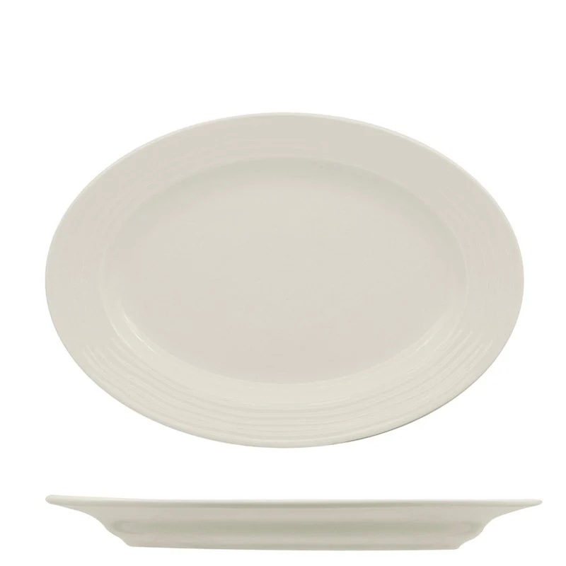 26x18 cm - Eclipse Piatto Vassoio Ovale In Porcellana - Set 12 Pz