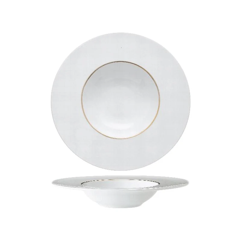 27 cm - Ligne D'Or Piatto Pasta In Porcellana - Set 6 Pz