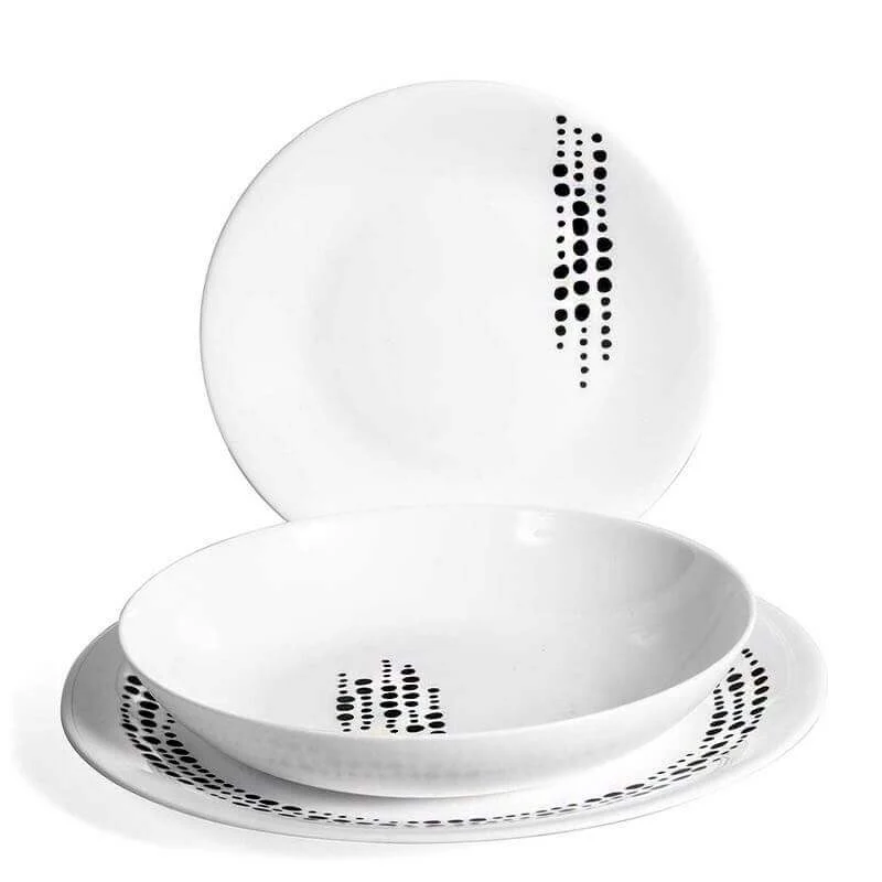 Chiaroscuro Servizio Piatti In Vetro Opale - Set 18 Pz