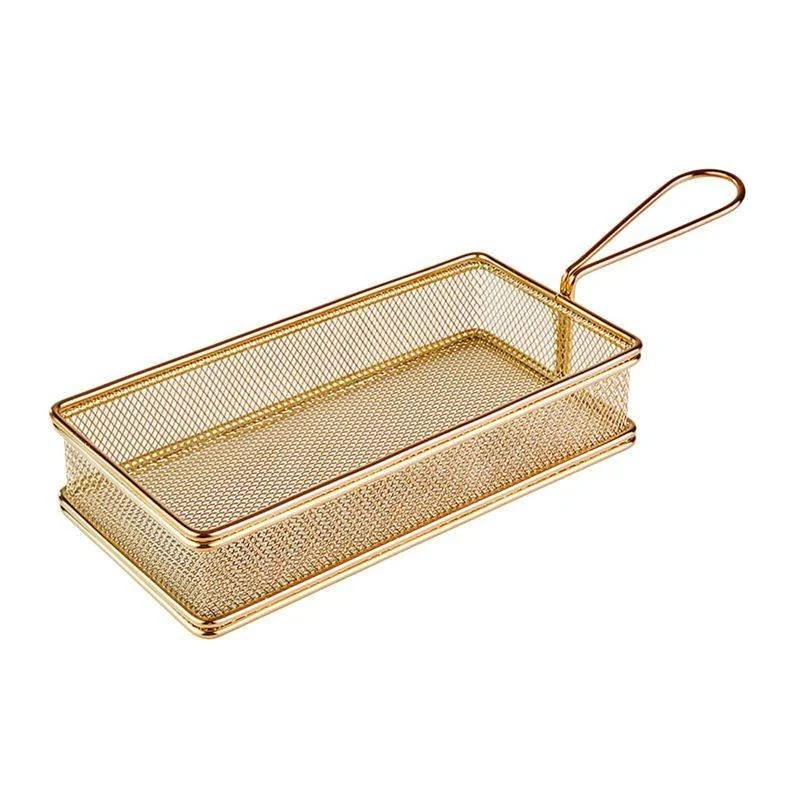 21x10 cm - Tableware Buffet & Display Cestello Porta Snack Rettangolare In Acciaio Inox