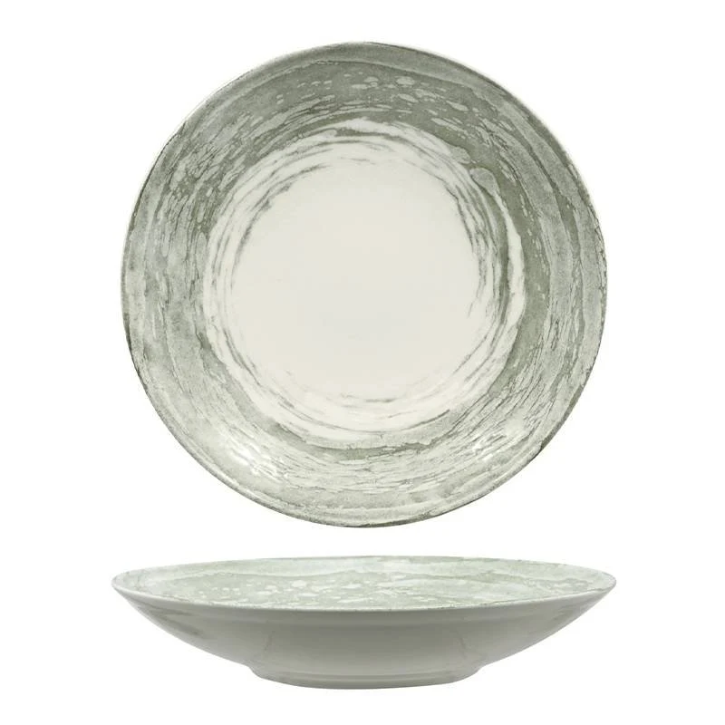 30 cm - Focus Grey Piatto Fondo In Porcellana - Set 6 pz
