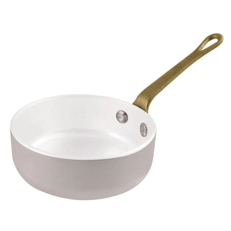 10 cm - Miniature Mini Casseruola Bassa In Alluminio Con Manico In Ottone
