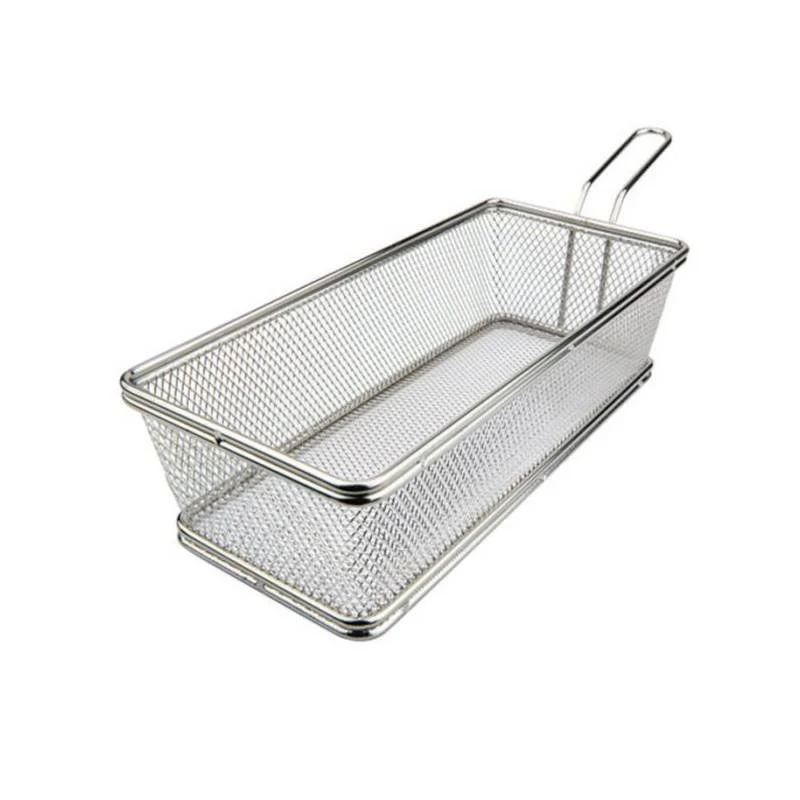 27x12 cm - Mini Cestello Porta Snack Rettangolare In Acciaio Inox 18/10