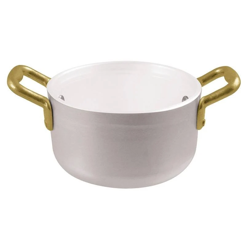 10 cm - Miniature Mini Casseruola Alta In Alluminio Con Manici In Ottone