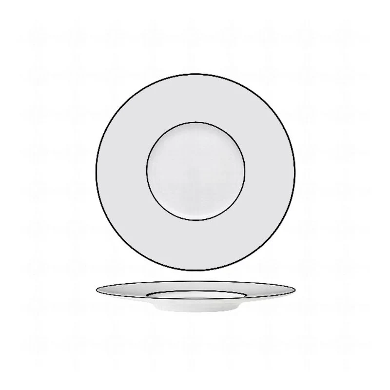 17 cm - Ligne Noir Piatto Pane In Porcellana - Set 6 Pz