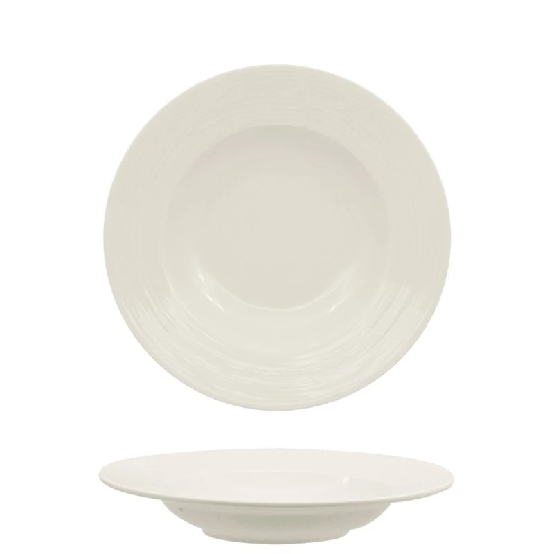 23 cm - Eclipse Piatto Fondo In Porcellana - Set 12 Pz