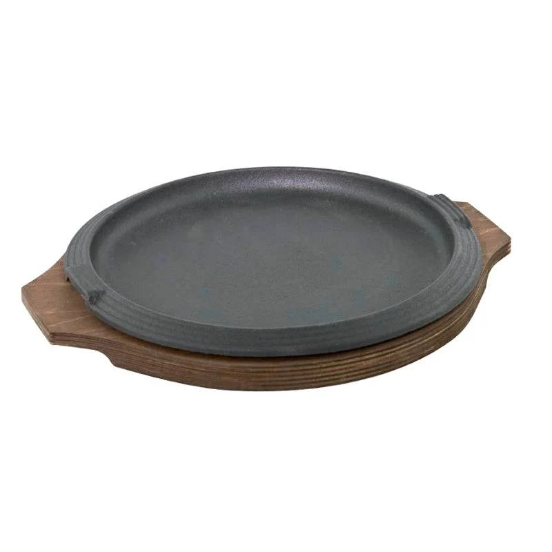 31 cm - Piatto In Ghisa Con Supporto In Legno