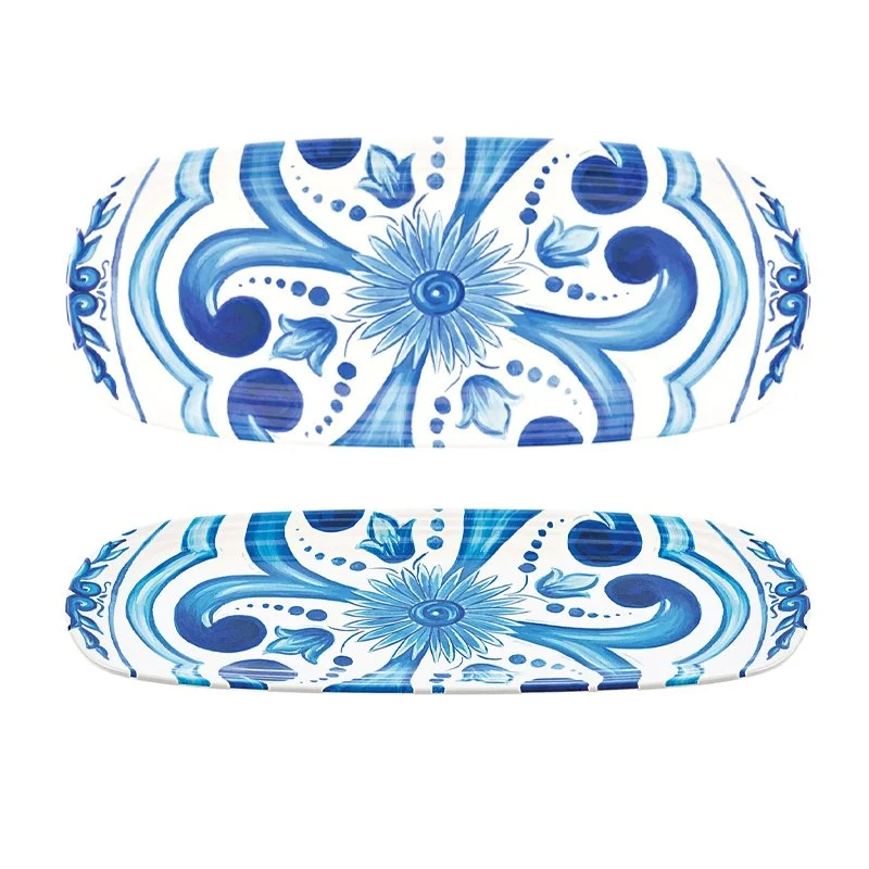 39.5x16 cm - Blues Piatto Vassoio Rettangolare In Melamina - Set 2 Pz