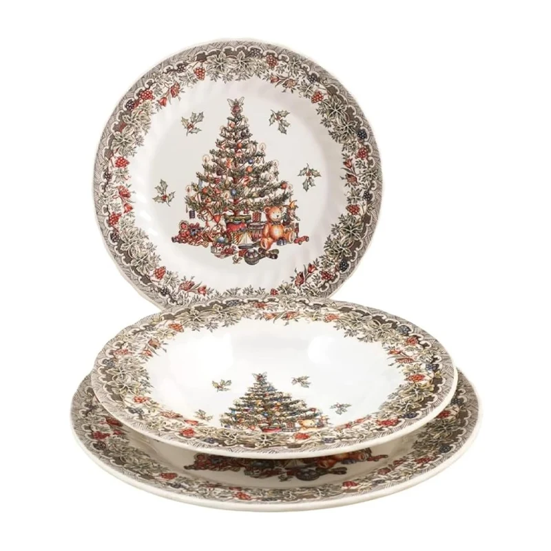James Sadler & Sons Season Greetings Servizio Piatti In Terracotta - Set 18 Pz