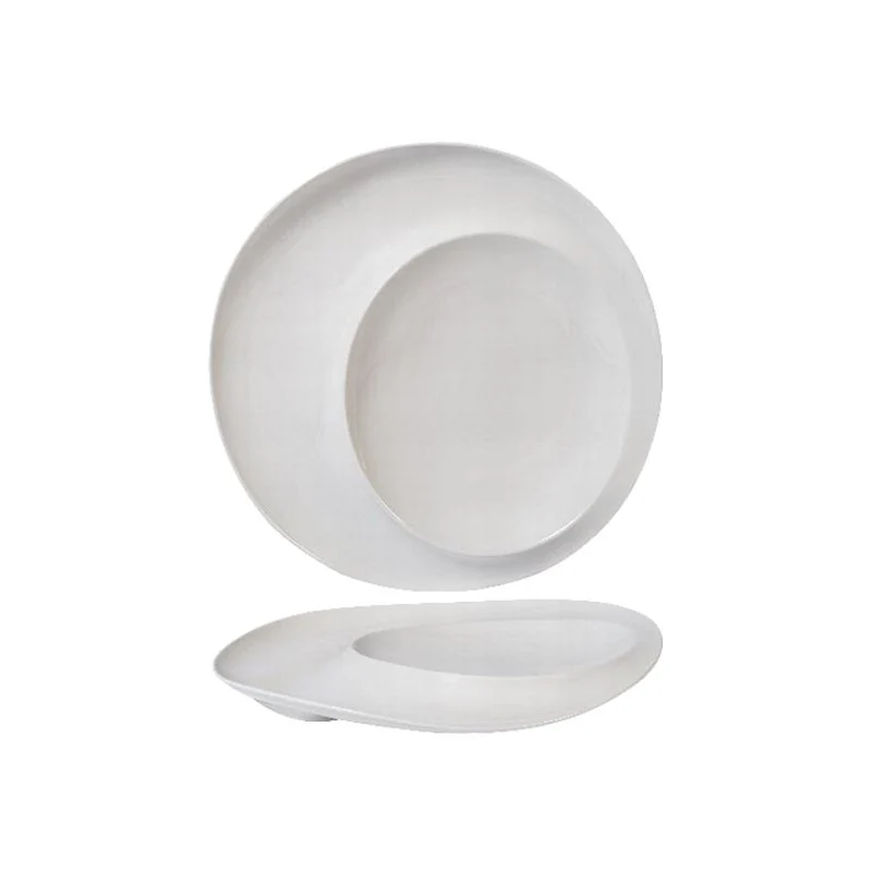 25.5 cm - Magnesium Eclipse Piatto Presentazione Rotondo In Porcellana - Set 2 Pz