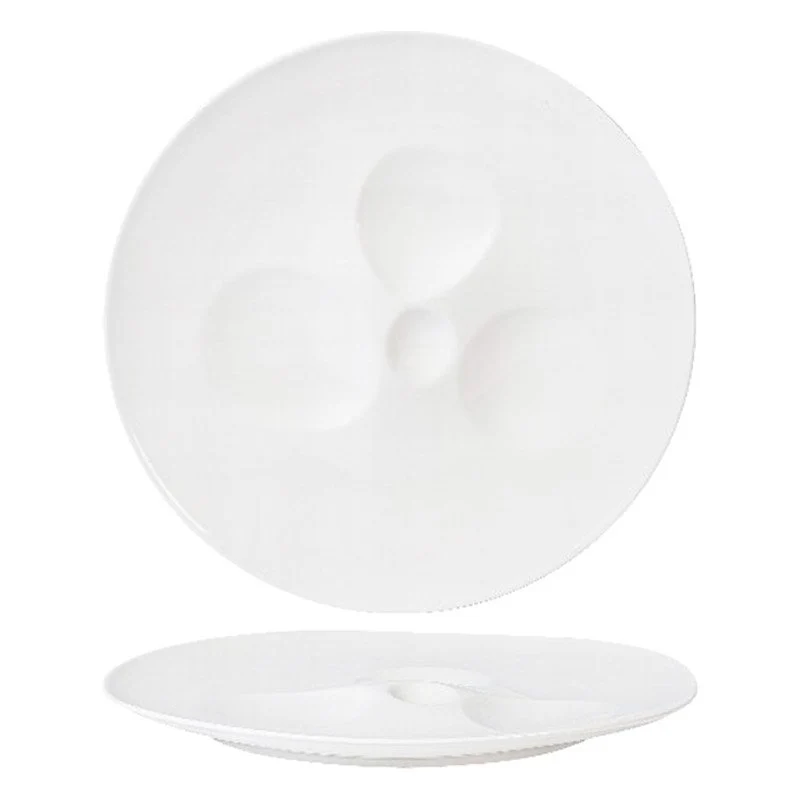 26x26.5 cm - Magnesium Moon Piatto Presentazione Irregolare In Porcellana - Set 2 Pz