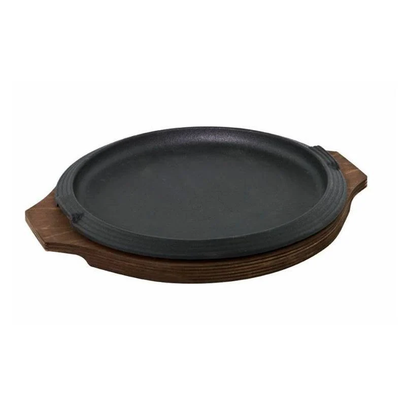 26 cm - Basic Piatto In Ghisa Con Supporto In Legno