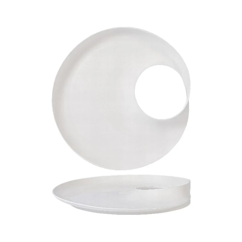 30 cm - Magnesium Hole Piatto Presentazione Rotondo In Porcellana - Set 2 Pz