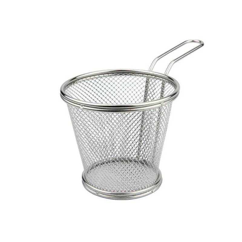 10 cm - Mini Cestello Porta Snack Rotondo In Acciaio Inox 18/10