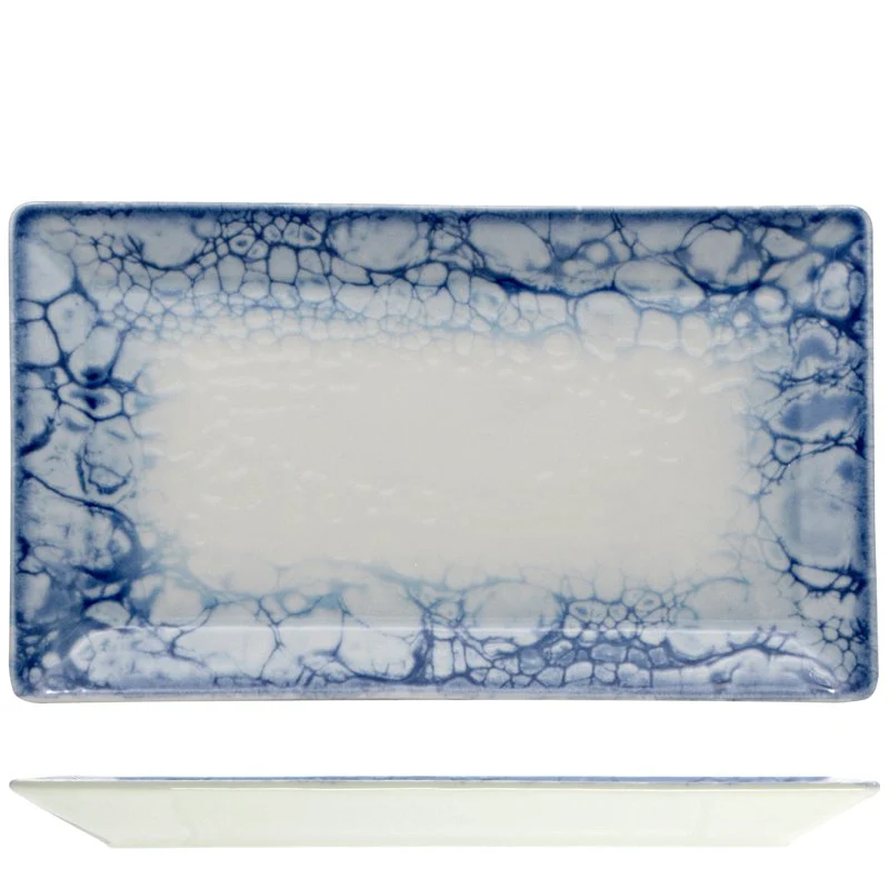 29x17.5 cm - Bubble Piatto Vassoio Rettangolare In Porcellana - Set 6 Pz