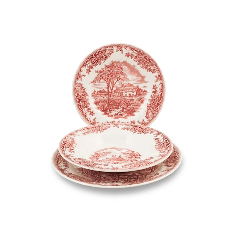 James Sadler & Sons Brookpink Servizio Piatti In Terracotta - Set 18 Pz