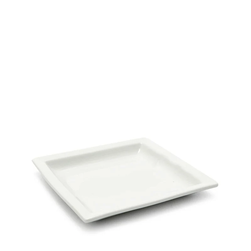10x10 cm - Justwhite Piatto Piano In Porcellana - Set 6 Pz