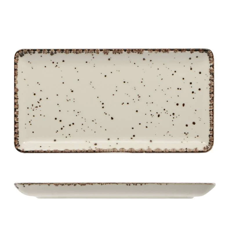 27x14 cm - Cromya Cream Piatto Vassoio Rettangolare In Porcellana
