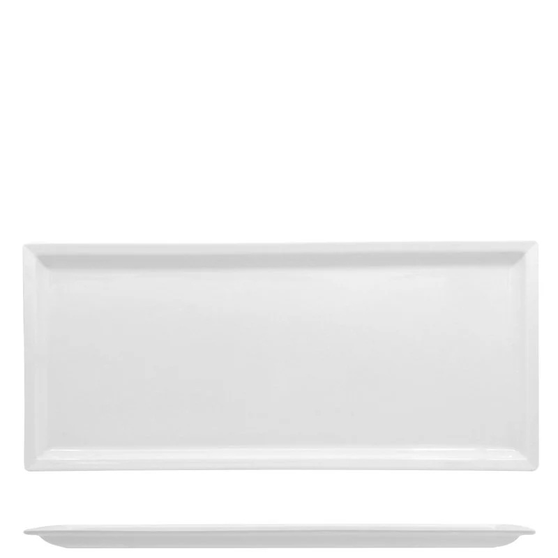 45x20 cm - Justwhite Piatto Presentazione Rettangolare In Porcellana - Set 3 Pz