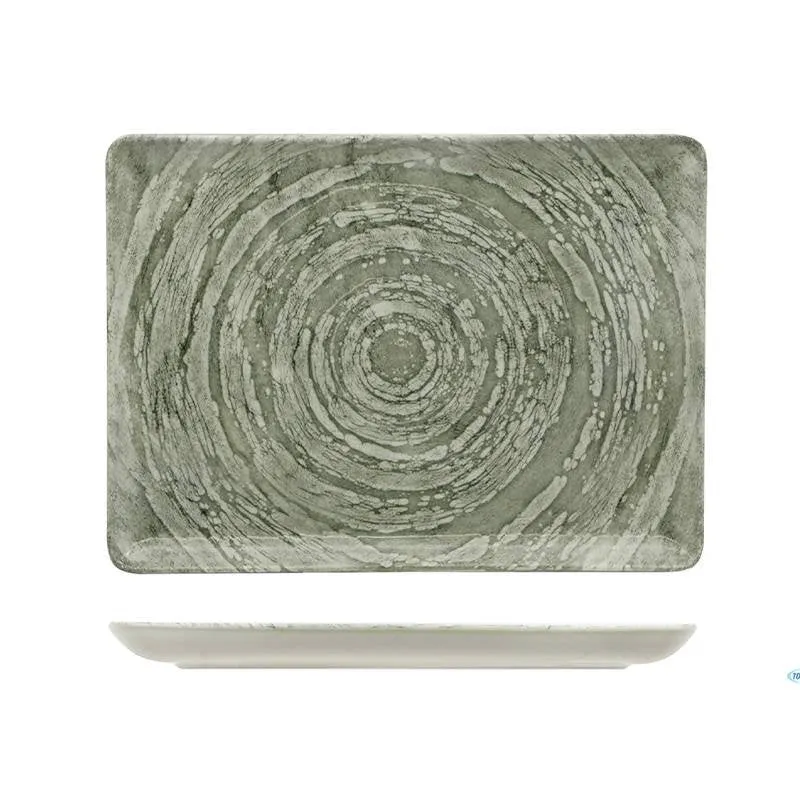 30 cm - Focus Grey Piatto Vassoio Rettangolare In Porcellana - Set 6 pz