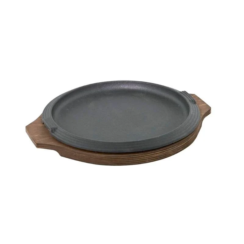 16 cm - Piatto In Ghisa Con Supporto In Legno