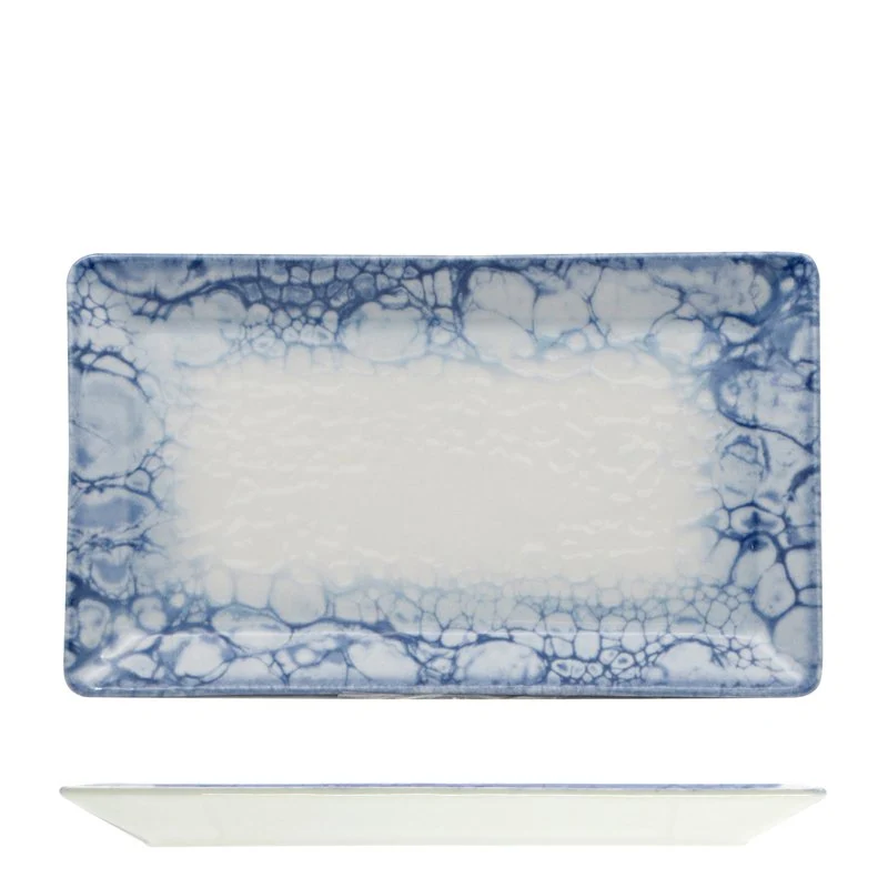 26x15 cm - Bubble Piatto Vassoio Rettangolare In Porcellana - Set 10 Pz