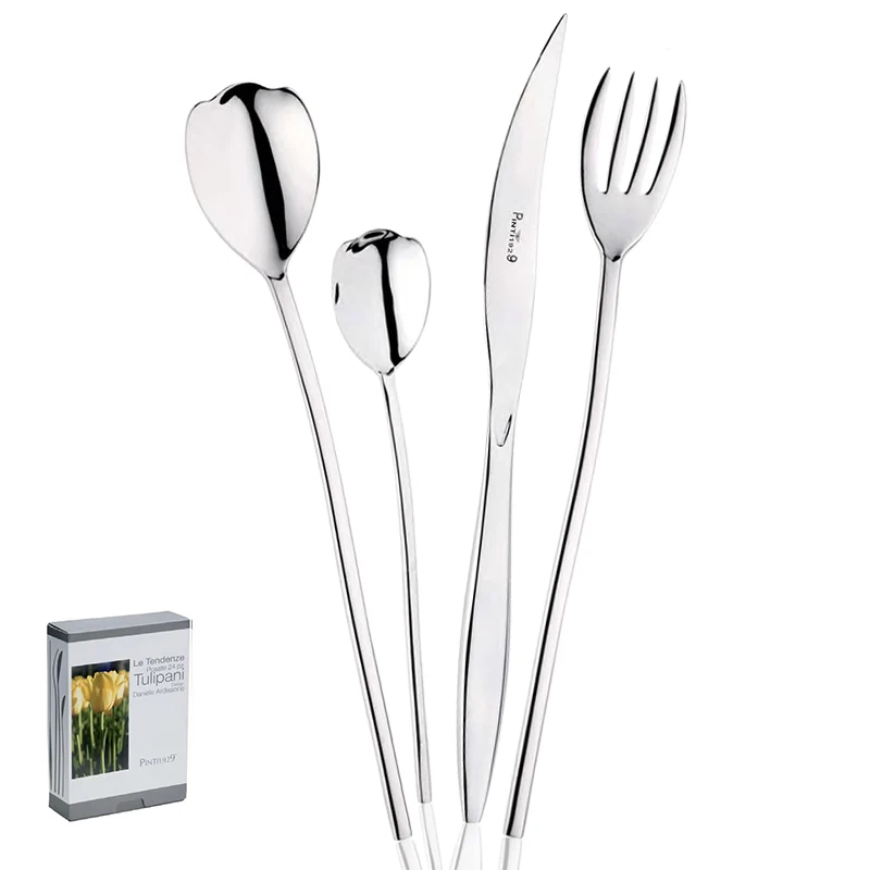 Tulipani Servizio Posate In Acciaio Inox - Set 24 Pz