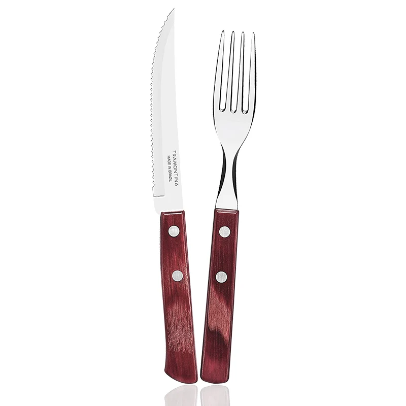 Churrasco Servizio Posate In Acciaio Inox - Poliwood - Set 12 Pz