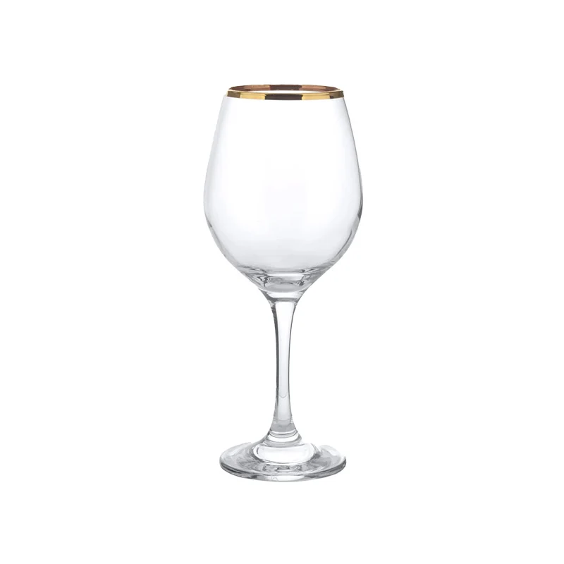 36.5 cl - Golden Touch Calice Vino Bianco Bordo Dorato in Vetro - Set 6 Pezzi