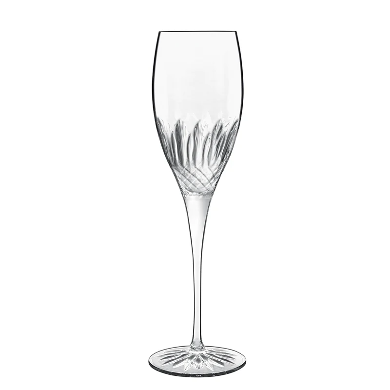 22 cl - Diamante Calice Flute in Vetro - Set 4 Pezzi